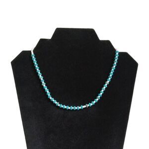 Handmade Turquoise Blue and White Lightweight Beaded Single Strand Necklace